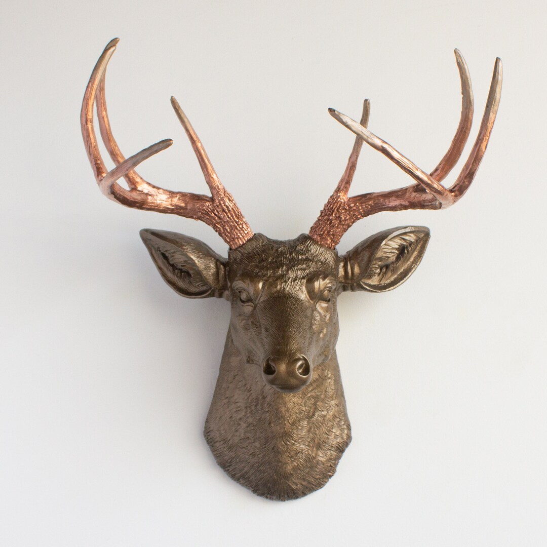 Faux Taxidermy Deer Head Wall Mount Wall Decor Bronze and Etsy 日本