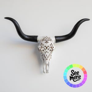 Carved Faux Texas Longhorn Skull – Custom Resin Wall Decor – Western, Boho, or Farmhouse Accent