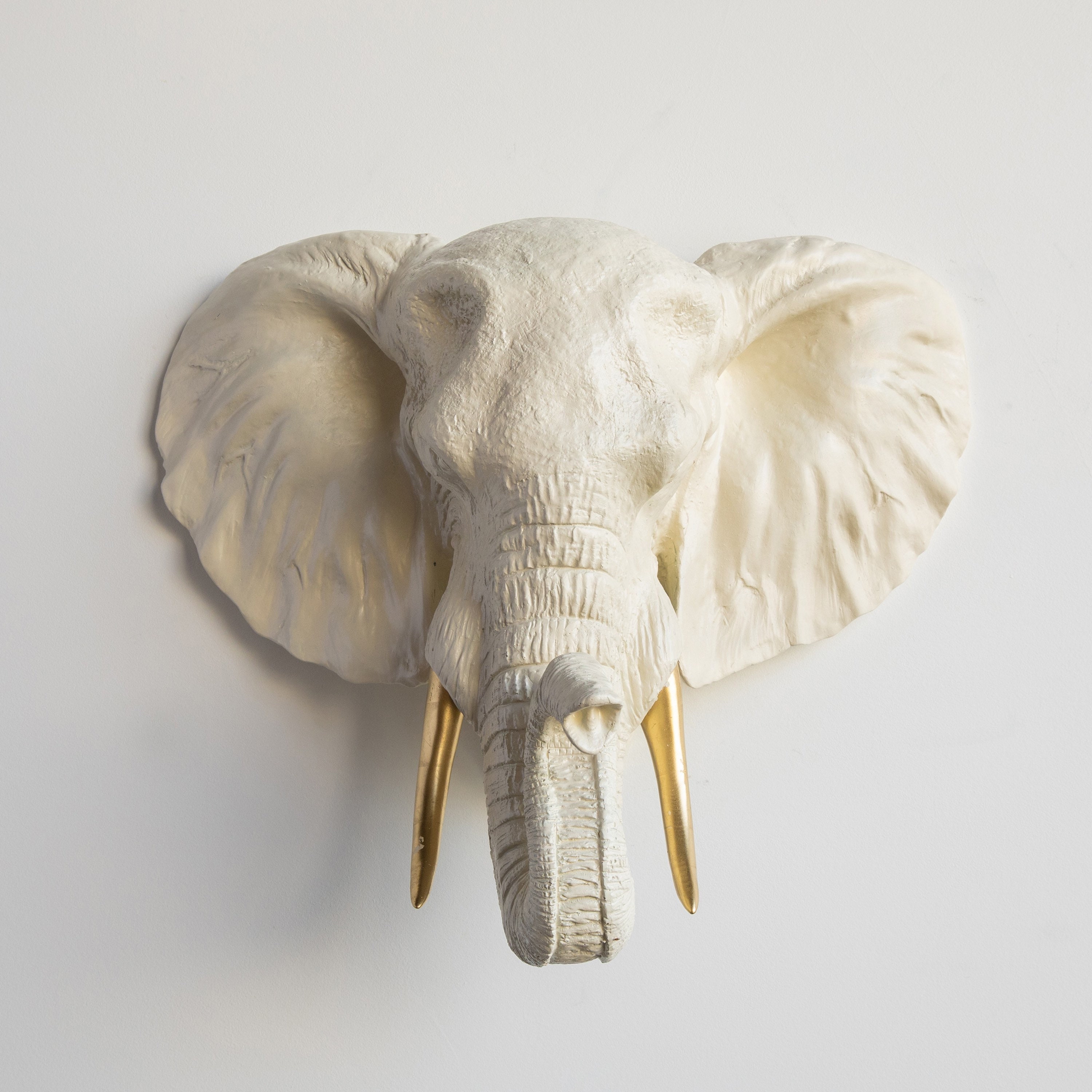 Faux Taxidermy Elephant Head Wall Mount Wall Decor Cream Etsy