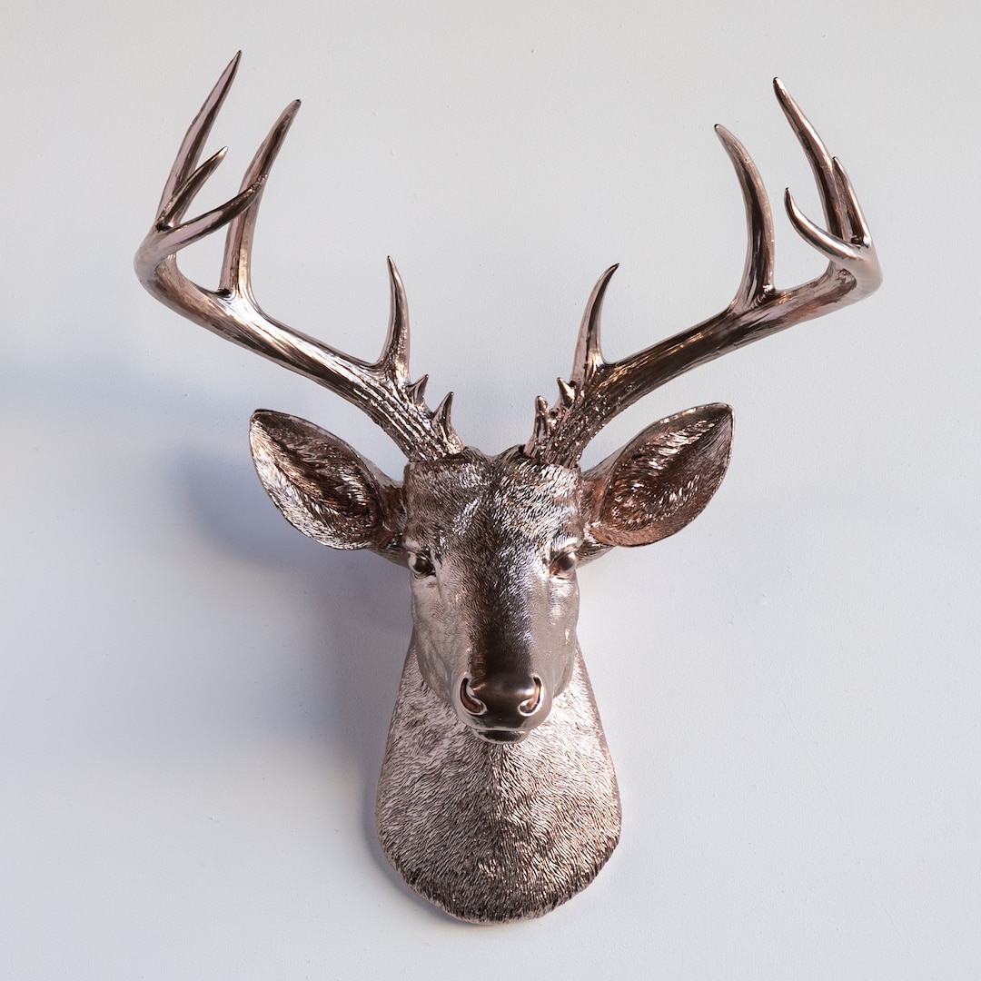 Faux Taxidermy Large Deer Head Wall Mount - Wall Decor - Champagne ...
