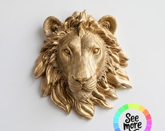 Mini Faux Lion Head Wall Mount - Nursery or Gallery Wall Animal Decor