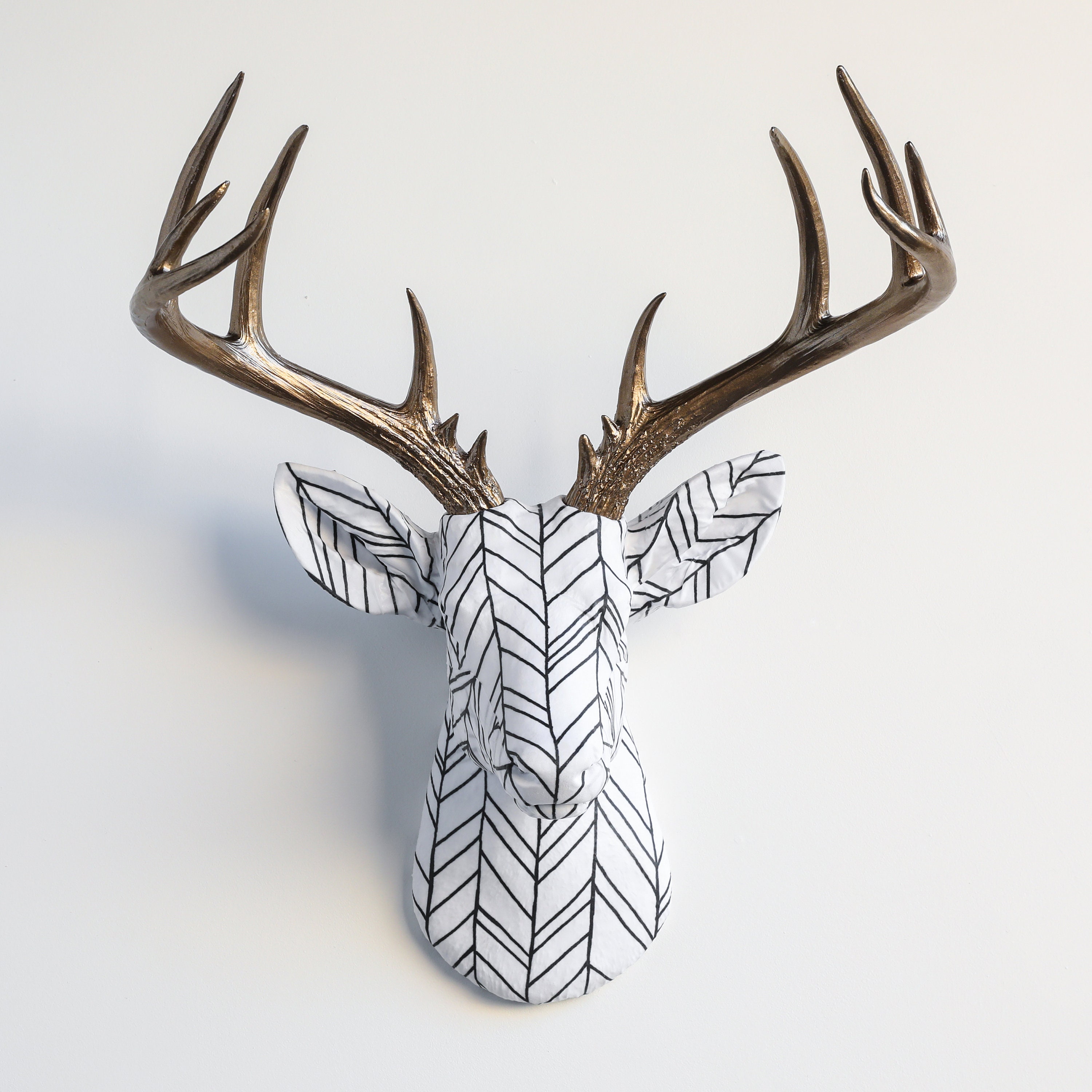 フェイク剥製鹿の頭 布製壁掛け - 壁飾り - ブロンズバーチ - FAD8309