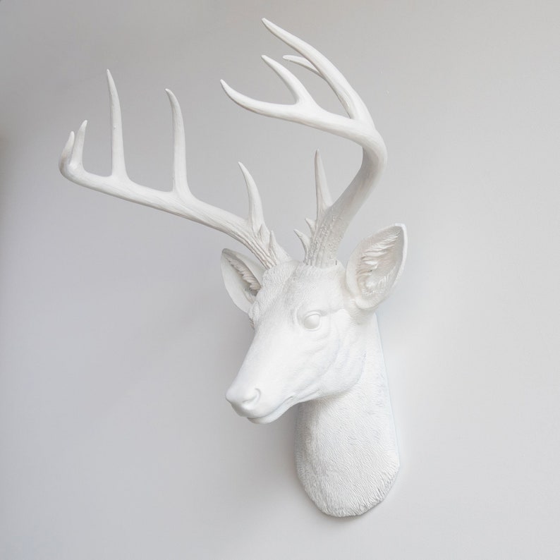 Faux Taxidermy Large Deer Head Wall Mount Wall Decor White ND0101 image 2