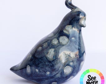 Cottagecore Ceramic Quail Figurine - Hand-Glazed Rustic Bird