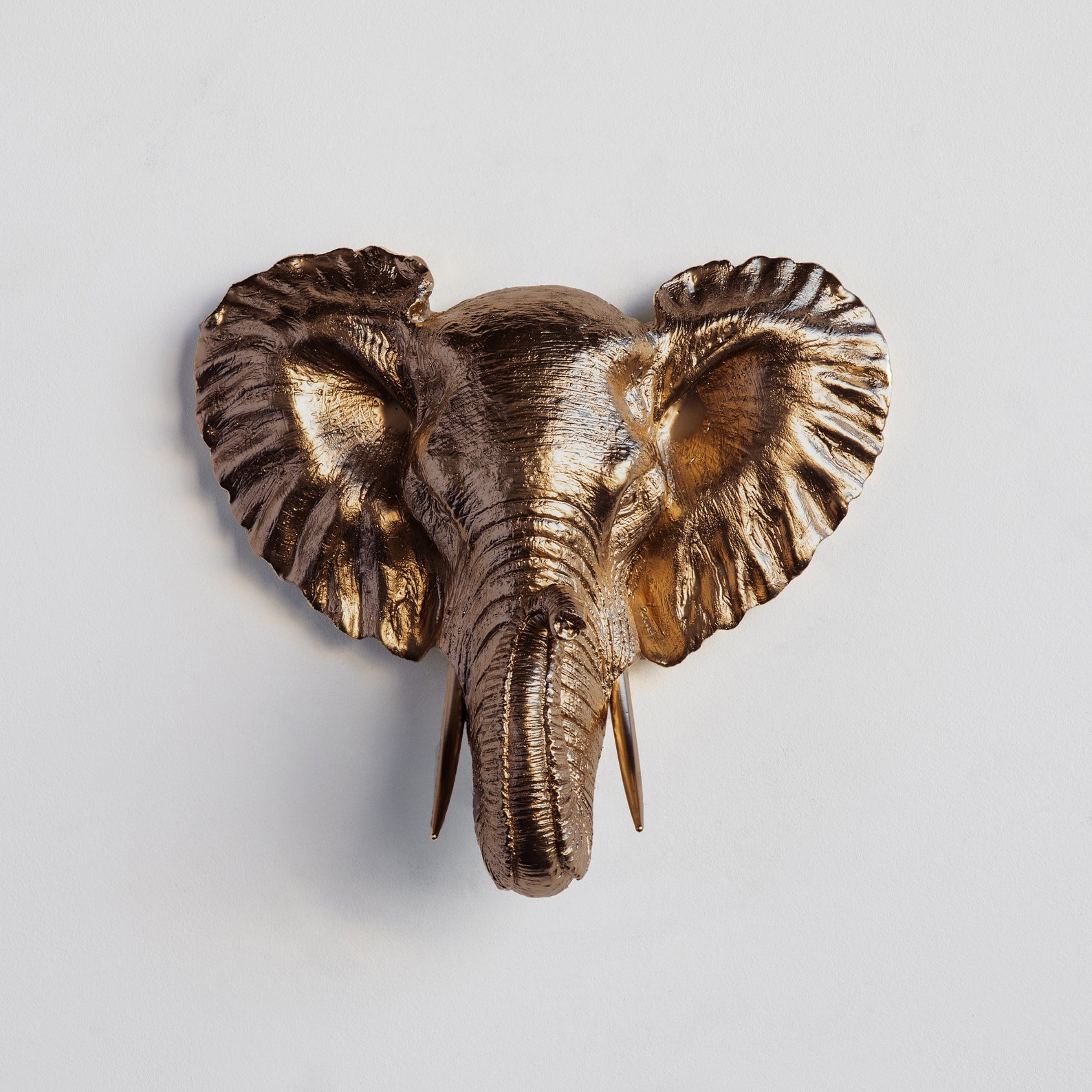 Faux Taxidermy Mini Elephant Head Wall Decor Bronze - Etsy