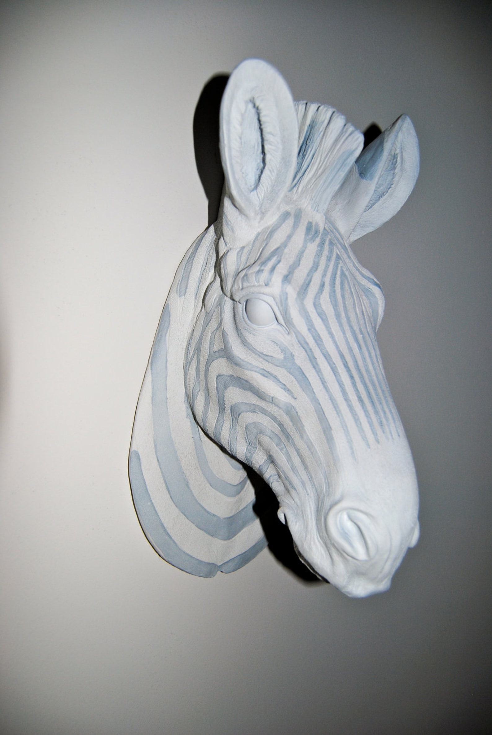 Zebra Head Wall Mount White and Gray Faux Taxidermy Z41 Etsy