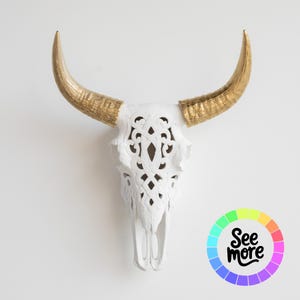 Carved Faux Bison Skull - Decorative Resin Wall Decor