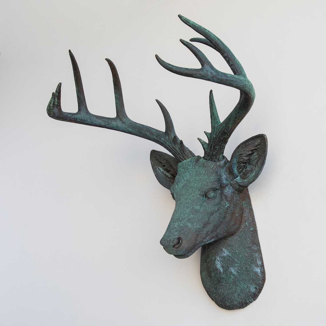 Faux Taxidermy Large Deer Head Wall Mount - Wall Decor - Bronze Patina ...