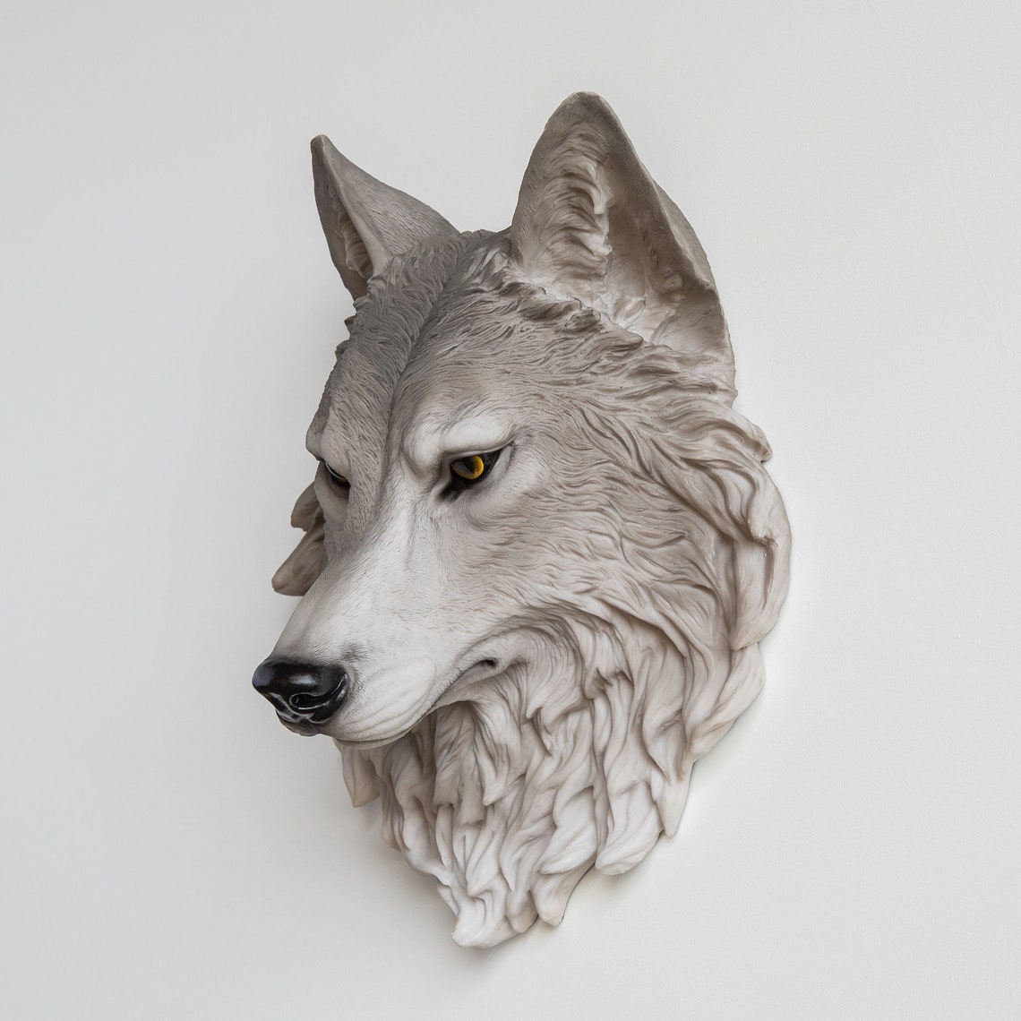 Faux Taxidermy Wolf Head Wall Mount Wall Decor Gray With - Etsy