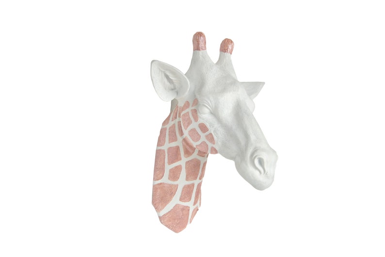Giraffe Head Wall Mount Faux Taxidermy White Giraffe Head Etsy