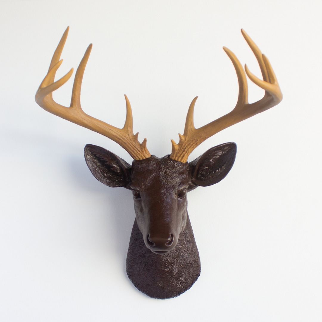 Faux Taxidermy Large Deer Head Wall Mount - Wall Decor - Brown and ...