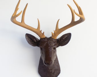 Faux Taxidermy Large Deer Head Wall Mount - Wall Decor - Brown and Natural - ND2600