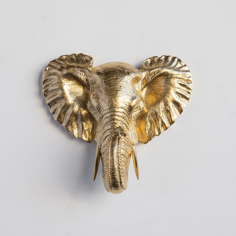 Faux Taxidermy Mini Elephant Head Wall Decor Gold MEL08 Etsy