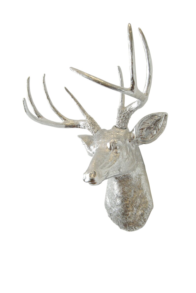 Chrome Deer Head Deer Head Antlers Fake Taxidermy Wall Mount Etsy