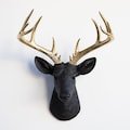 Faux Deer Head Wall Mount: Black and Gold, Modern Rustic Look