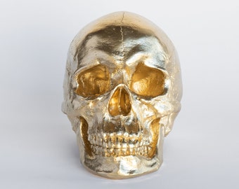 Faux Taxidermy Human Skull - Tabletop Decor - Gold - SK08