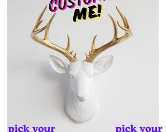 Faux Deer Head Wall Mount: Custom Paint Colors - Personalizable