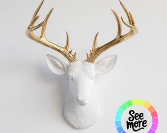 Faux Deer Head Wall Mount: Resin Animal Decor - Custom Painted Colors
