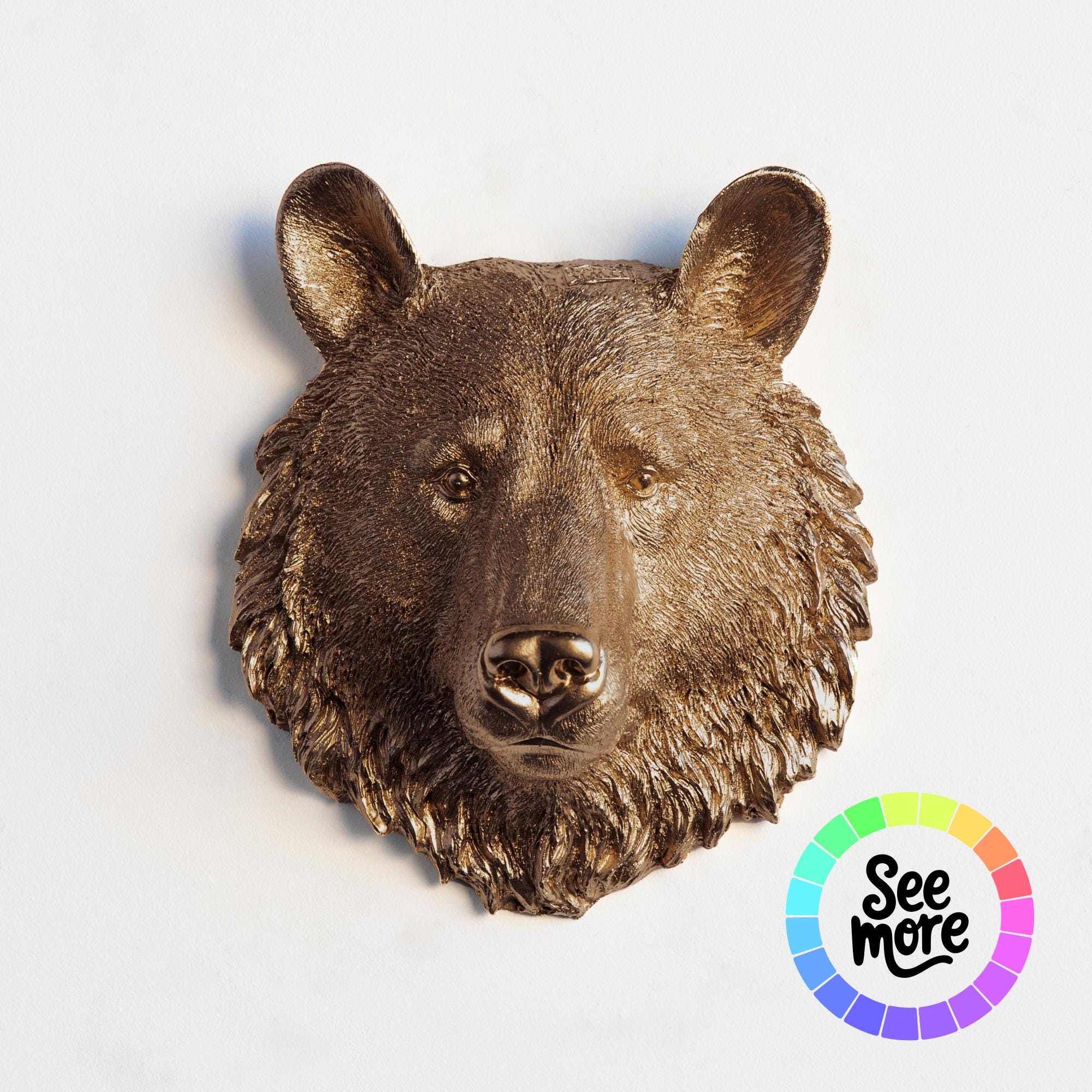 ミニフェイクベアヘッド壁掛け - 素朴な森の子供部屋装飾 - Etsy