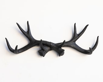 Faux Taxidermy Antler Wall Hook - Wall Decor - Black - AH17