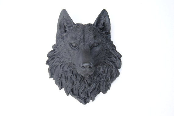 Wolf Head Wall Mount Black Wolf Head Wall Mount Faux | Etsy