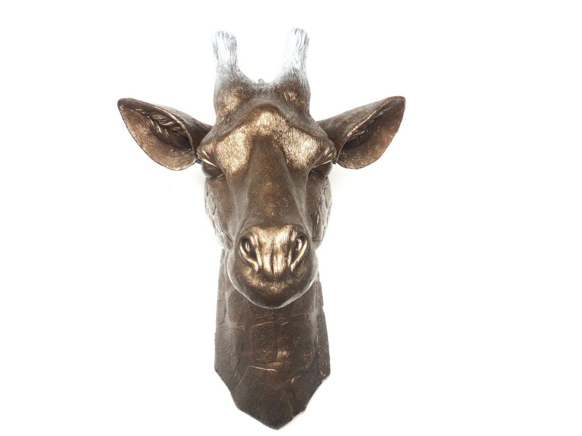 Giraffe Head Wall Mount Faux Taxidermy Ombre Bronze Faded | Etsy