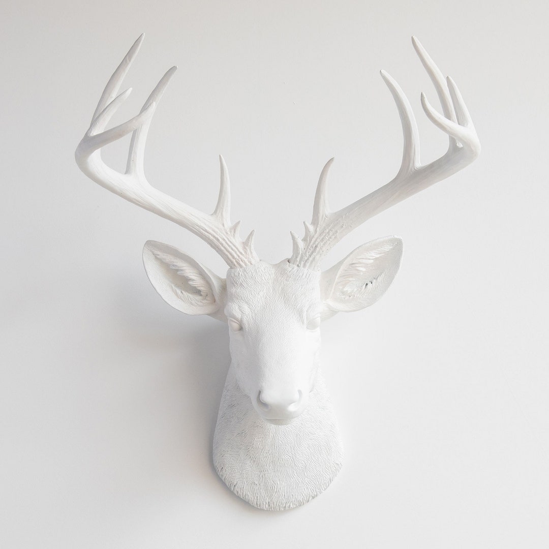 Faux Taxidermy Large Deer Head Wall Mount Wall Decor White Etsy Israel