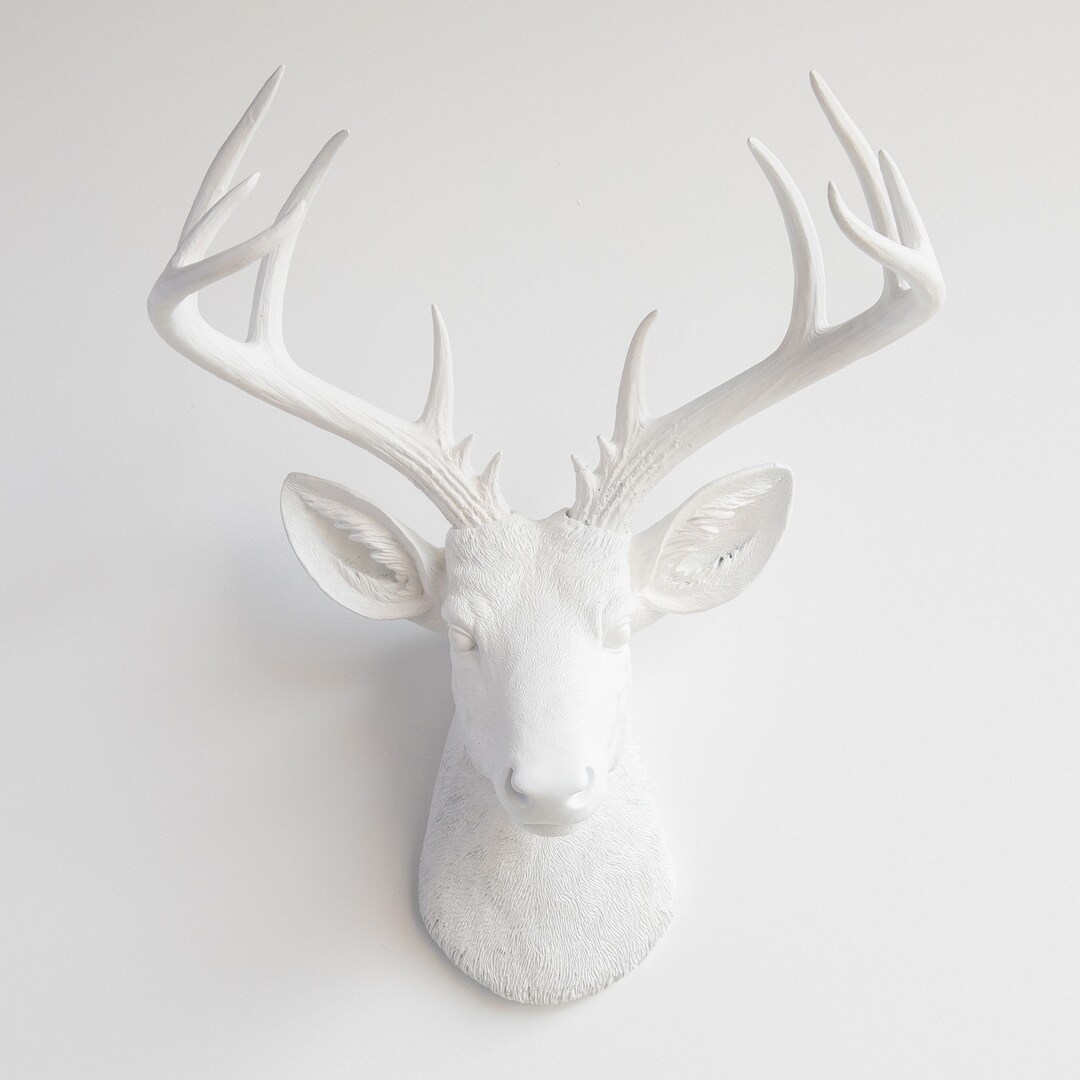 Faux Taxidermy Large Deer Head Wall Mount - Wall Decor - White - ND0101 ...