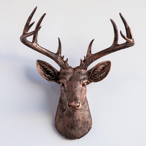 Faux Taxidermy Deer Head Wall Mount - Wall Decor - Copper Penny - PAD1711