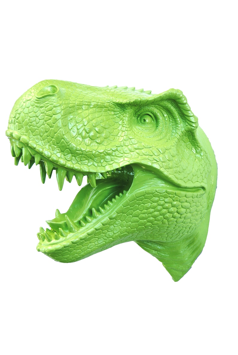 stuffed dinosaur head wall mount