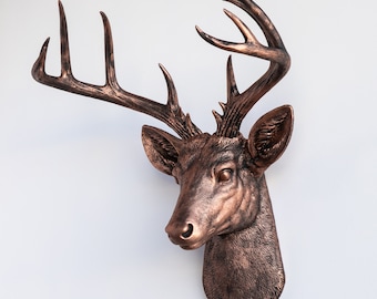 フェイク剥製鹿の頭 壁掛け - 壁飾り - 銅製ペニー - PAD1711 - Etsy 日本