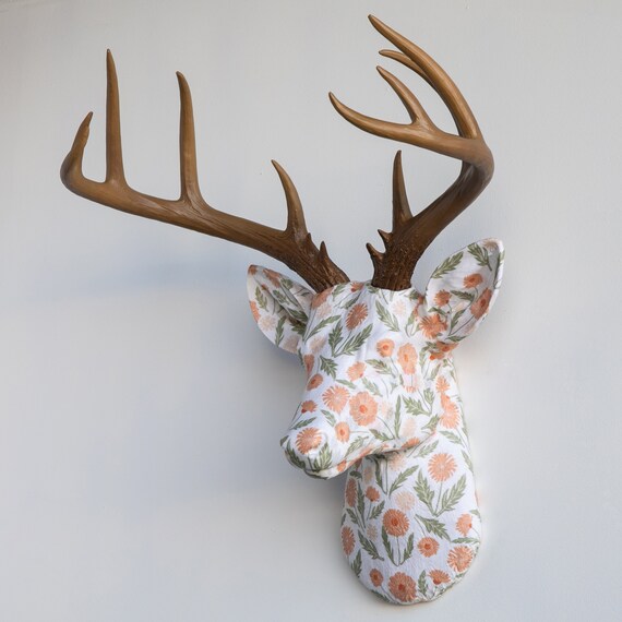 フェイク剥製鹿の頭 布製壁掛け - 壁飾り - タンポポの草原 - FAD0700