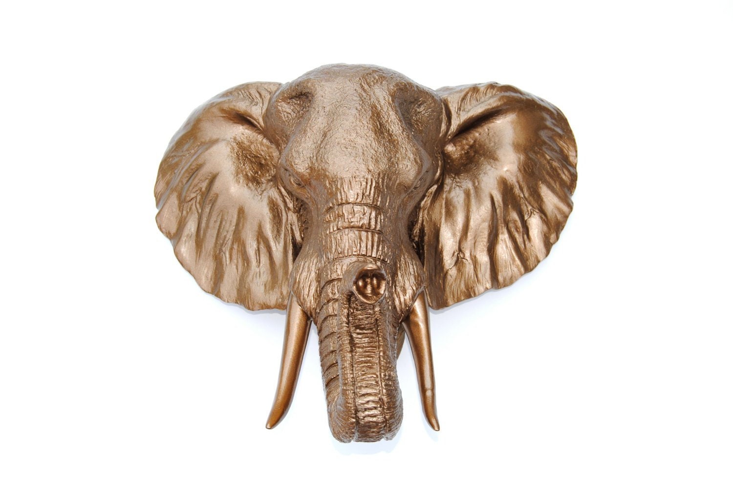 Elephant Head Wall Mount Faux Taxidermy Metallic Bronze | Etsy