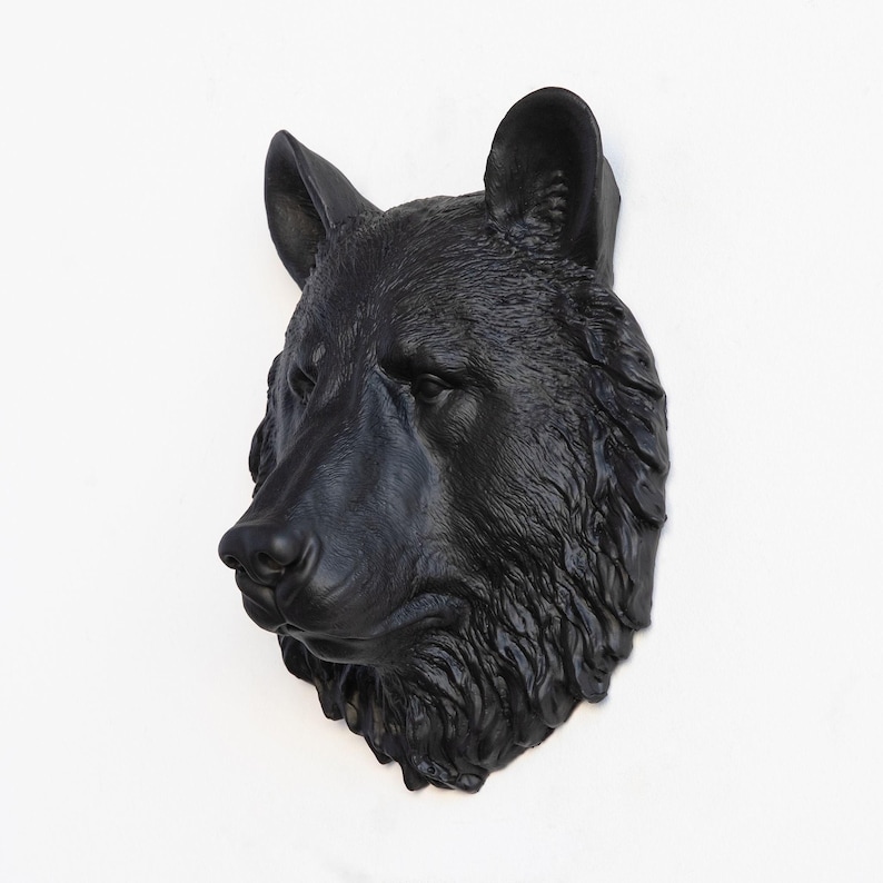 Faux Taxidermy Mini Bear Head - Wall Decor - Black - MBE17 image 2