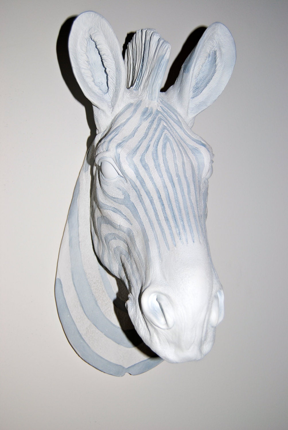 Zebra Head Wall Mount White and Gray Faux Taxidermy Z41 Etsy