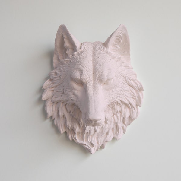 Faux Taxidermy Wolf Head Wall Mount - Wall Decor - Pink - W06