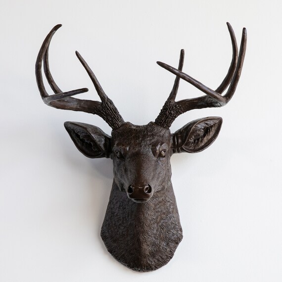 Faux Taxidermy Deer Head Wall Mount Wall Decor Espresso - Etsy Ireland