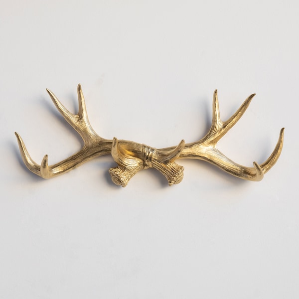 Faux Taxidermy Antler Wall Hook - Wall Decor - Gold - AH08