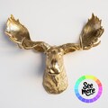 Faux Moose Head Wall Mount - Rustic Lodge Resin Art