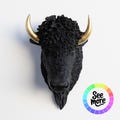 Faux Bison Head Wall Mount: Custom Painted Resin Buffalo - Western Boho Decor
