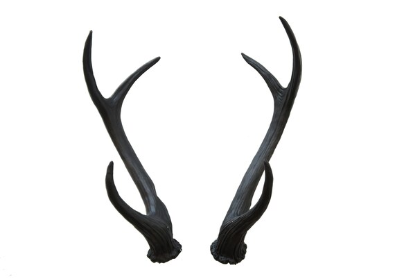 Faux Taxidermy Matte Black Antler Decor Matte Black Resin Etsy