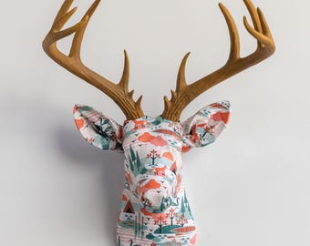 Faux Taxidermy Deer Head: Fabric Wrapped Wall Art (Handmade, Lightweight)