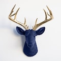 Faux Taxidermy Large Deer Head Wall Mount - Wall Decor - Navy and Gold - ND6508