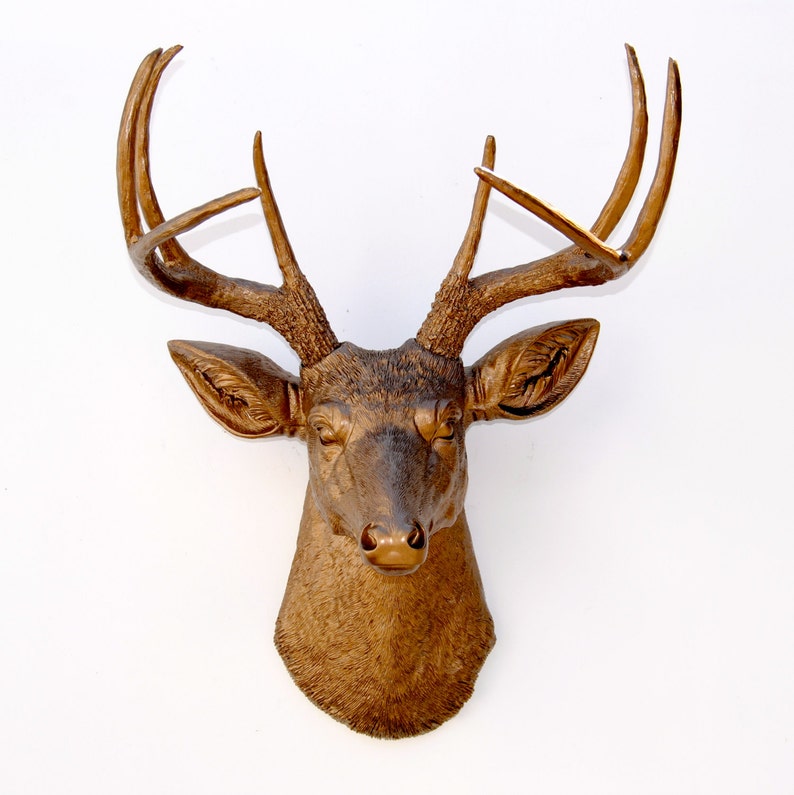 Faux Taxidermy Deer Head Wall Mount Metallic Bronze Deer Etsy