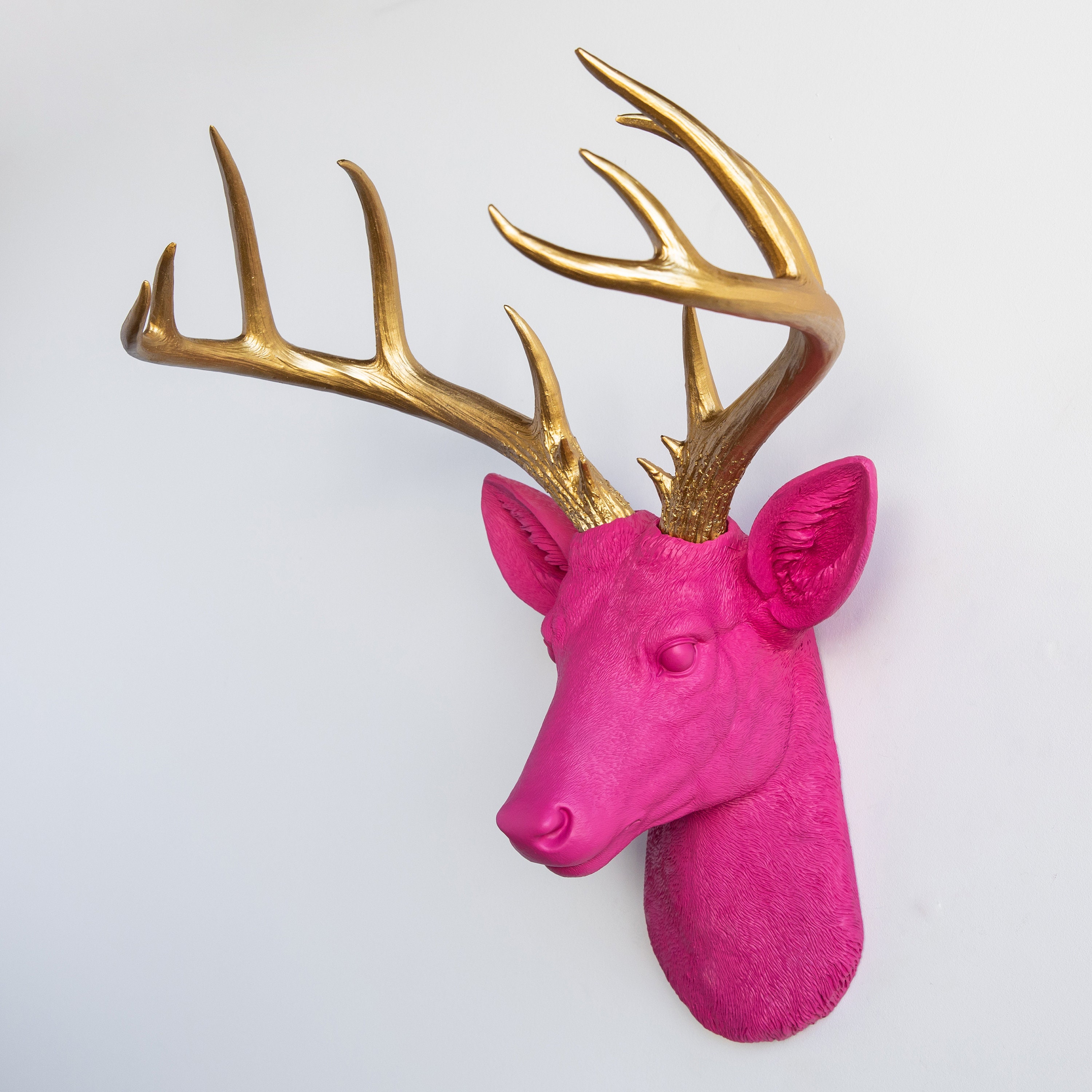 Faux Taxidermy Large Deer Head Wall Mount - Wall Decor - Hot Pink and ...