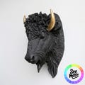 Faux Bison Head Wall Mount: Hand-Painted Resin Buffalo - Western Boho Decor