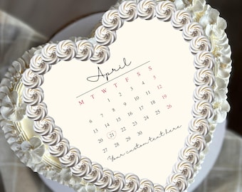 2026 Heart Calendar Cake Topper Template, Editable Milestone Decor (Canva Printable Digital Download