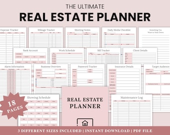 Real Estate Planner Printable, Realtor Business Binder, Property Management Planner, Real Estate Agent Organizer PDF