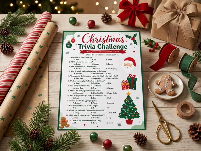 Jeu de questions-réponses de Noël à imprimer, quiz de Noël en famille ...