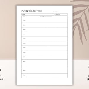 Hourly Patient Monitoring Sheet Printable, Nursing Hourly Chart, Patient Care Tracker, Nurse Shift Checklist, Medical Monitoring Log PDF